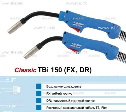 Горелка для полуавтоматической сварки TBi 240-blue-ESG, длина 3 метра - st-e.info - Великий Новгород
